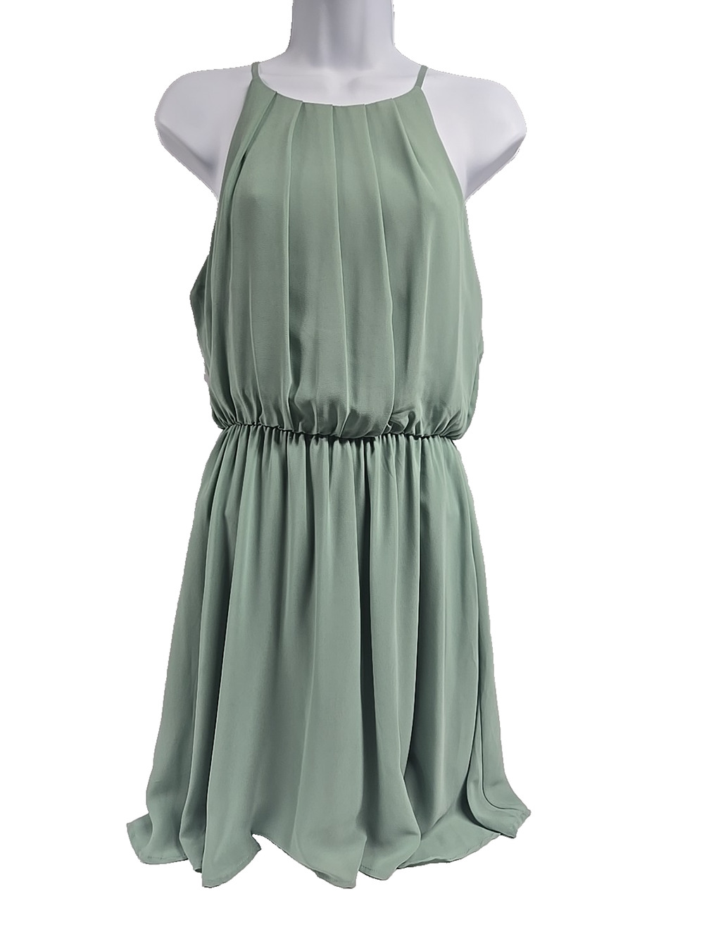 LUSH Womens Dress Green Sleeveless Chiffon Lined Blouson Size M